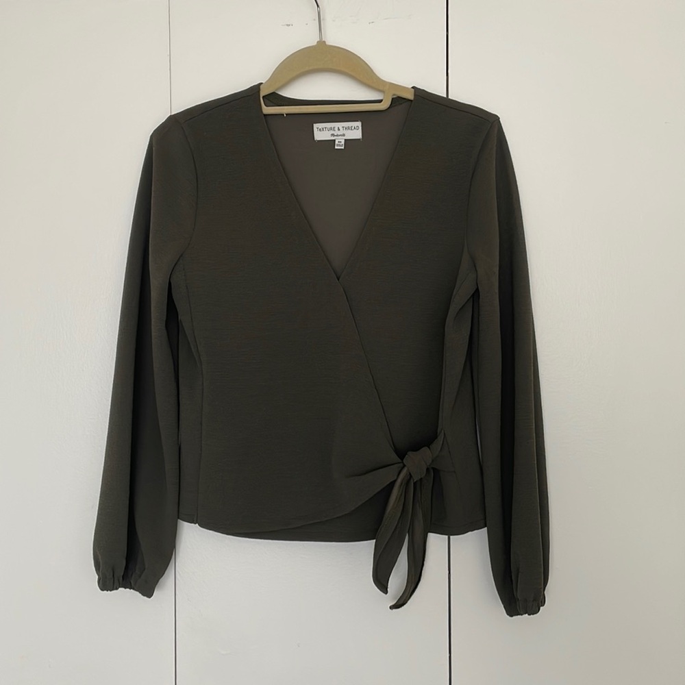 Madewell green wrap top XS